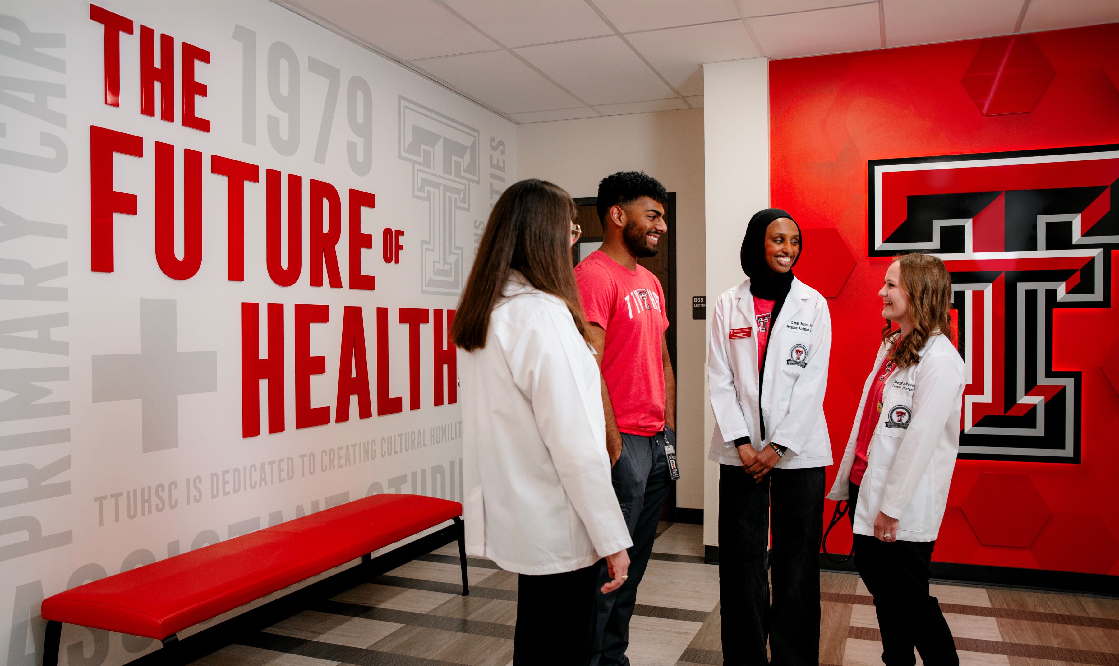 TTUHSC students on the grand stair case