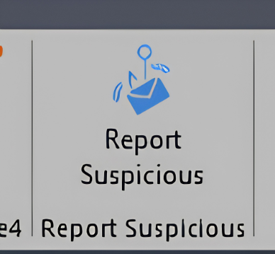Icon button with a hook through an envelop and the text that reads report suspicious