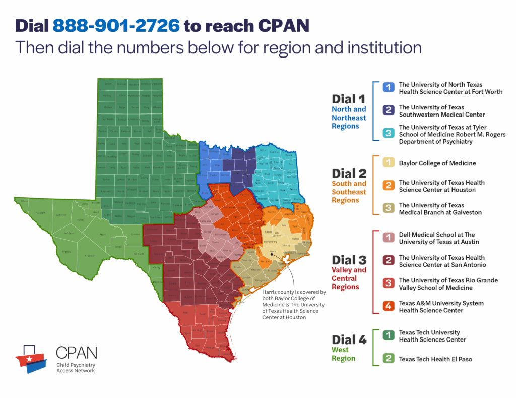 Map of CPAN regions in Texas